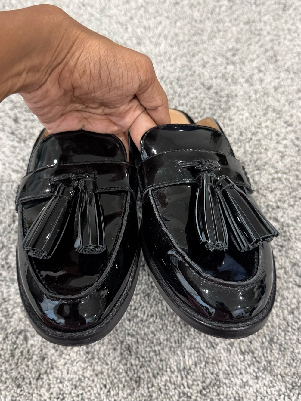 Vionic Black Patent Genuine Leather Tassel Mules Loafers Comfort Women’s US 8 - Picture 3 of 12